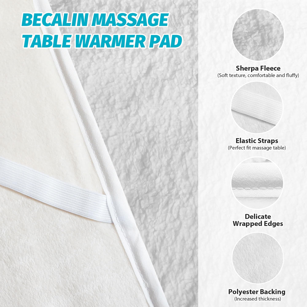BECALIN massage table warmer coverage-area shot shows large 30x71 inch dimension.