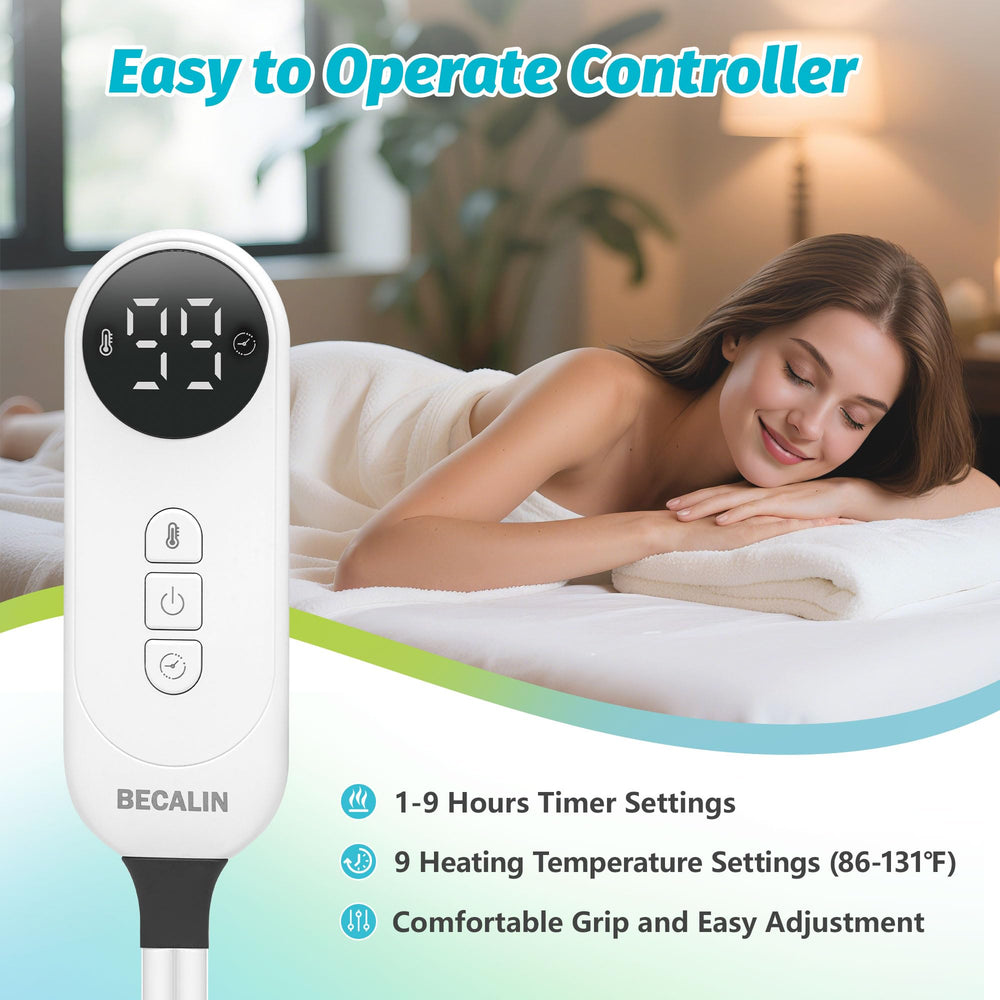 BECALIN massage table warmer digital-timer closeup shows easy control for sessions.