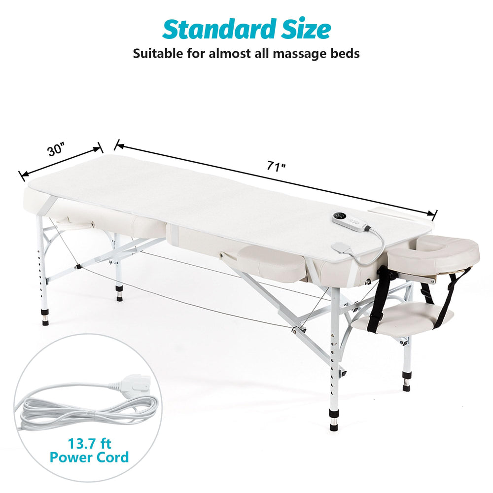 BECALIN massage table warmer ready to use on a spa bed for soothing warmth.
