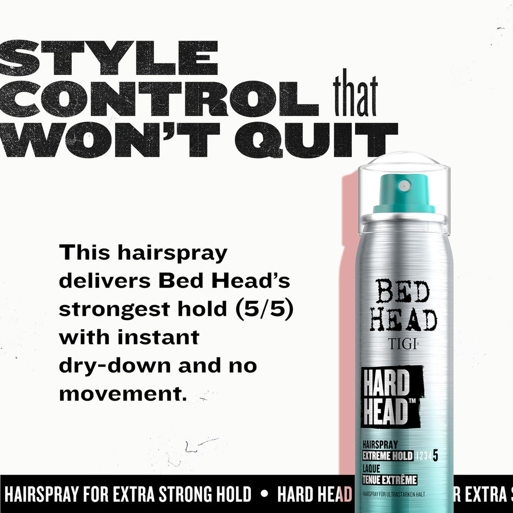 Bed Head by TIGI Hard Head hairspray works for all hair types and textures