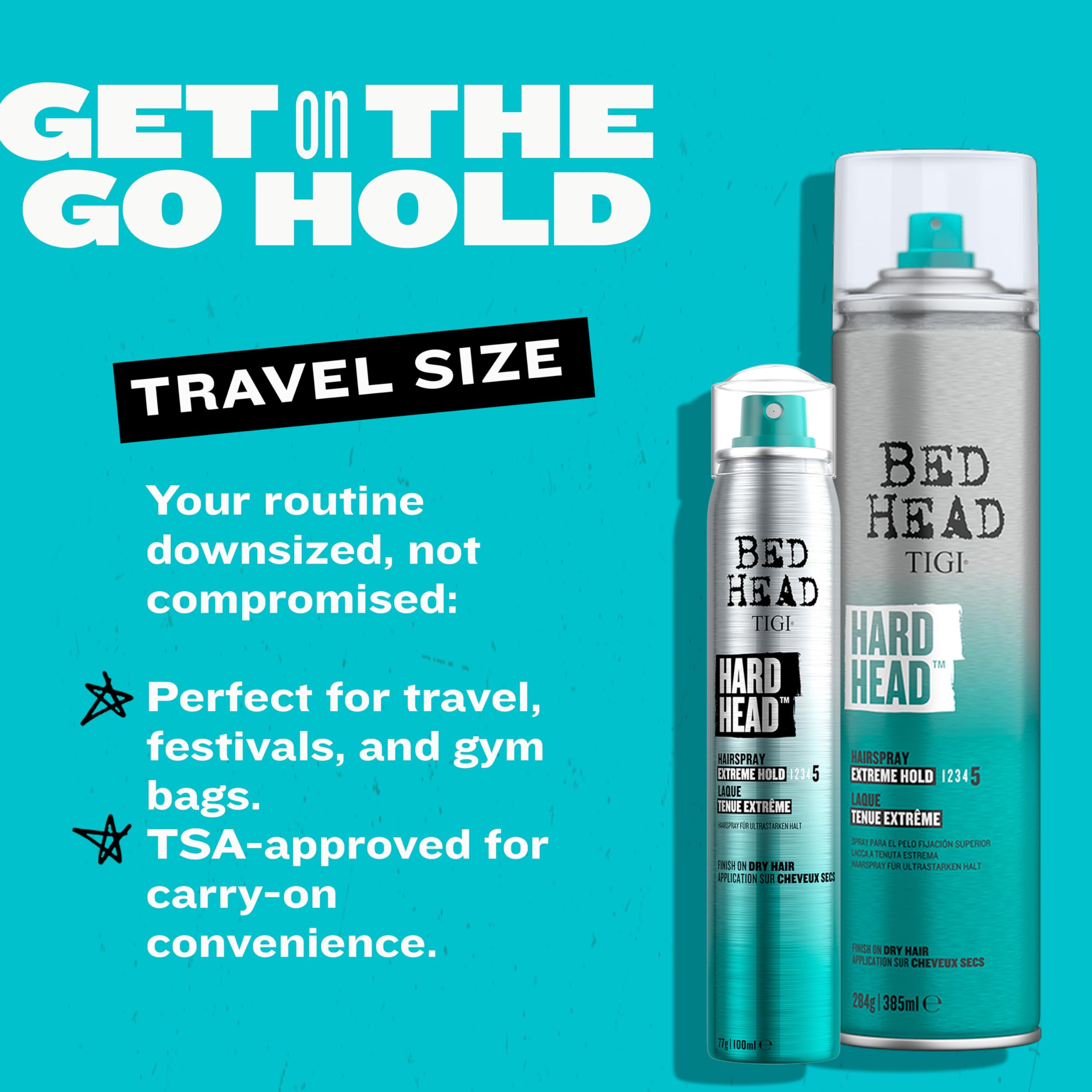Bed Head by TIGI Hard Head hairspray provides long-lasting hold across activities