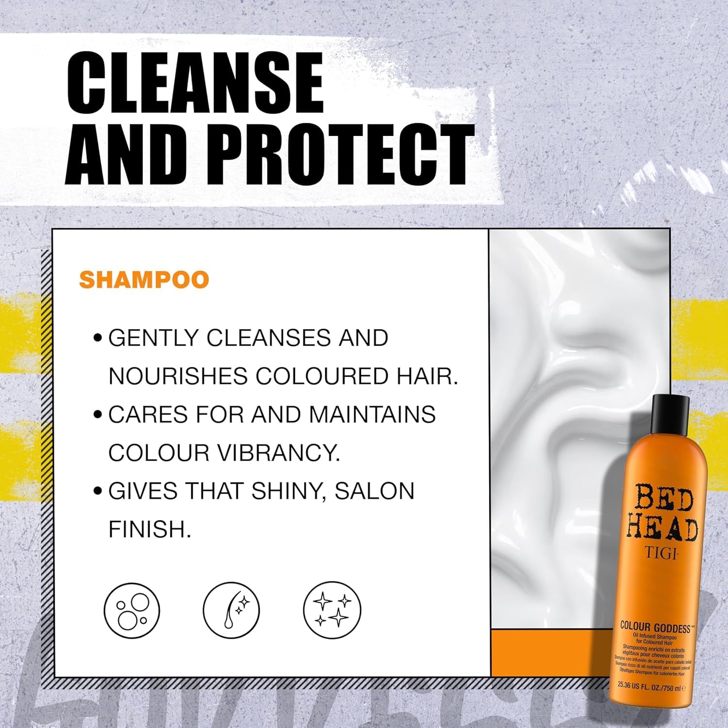 TIGI Bed Head Color Goddess conditioner on hair delivering soft shine