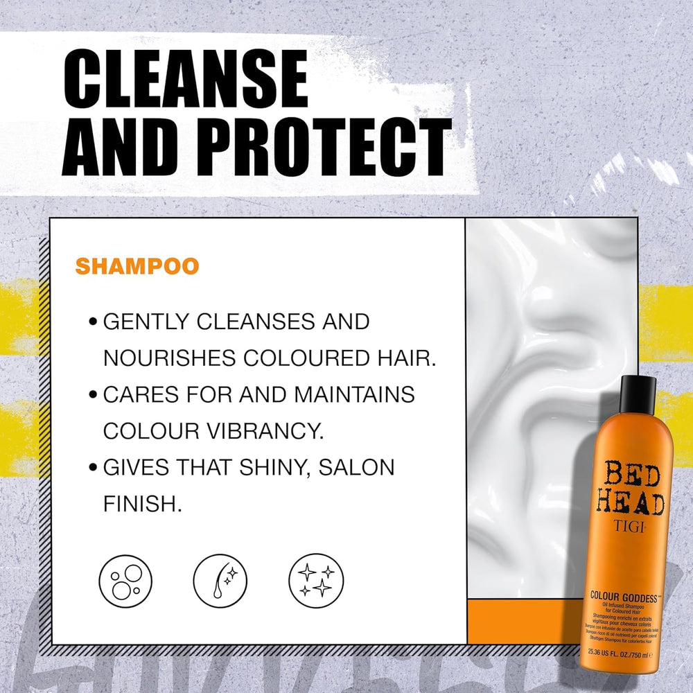 TIGI Bed Head Color Goddess conditioner on hair delivering soft shine
