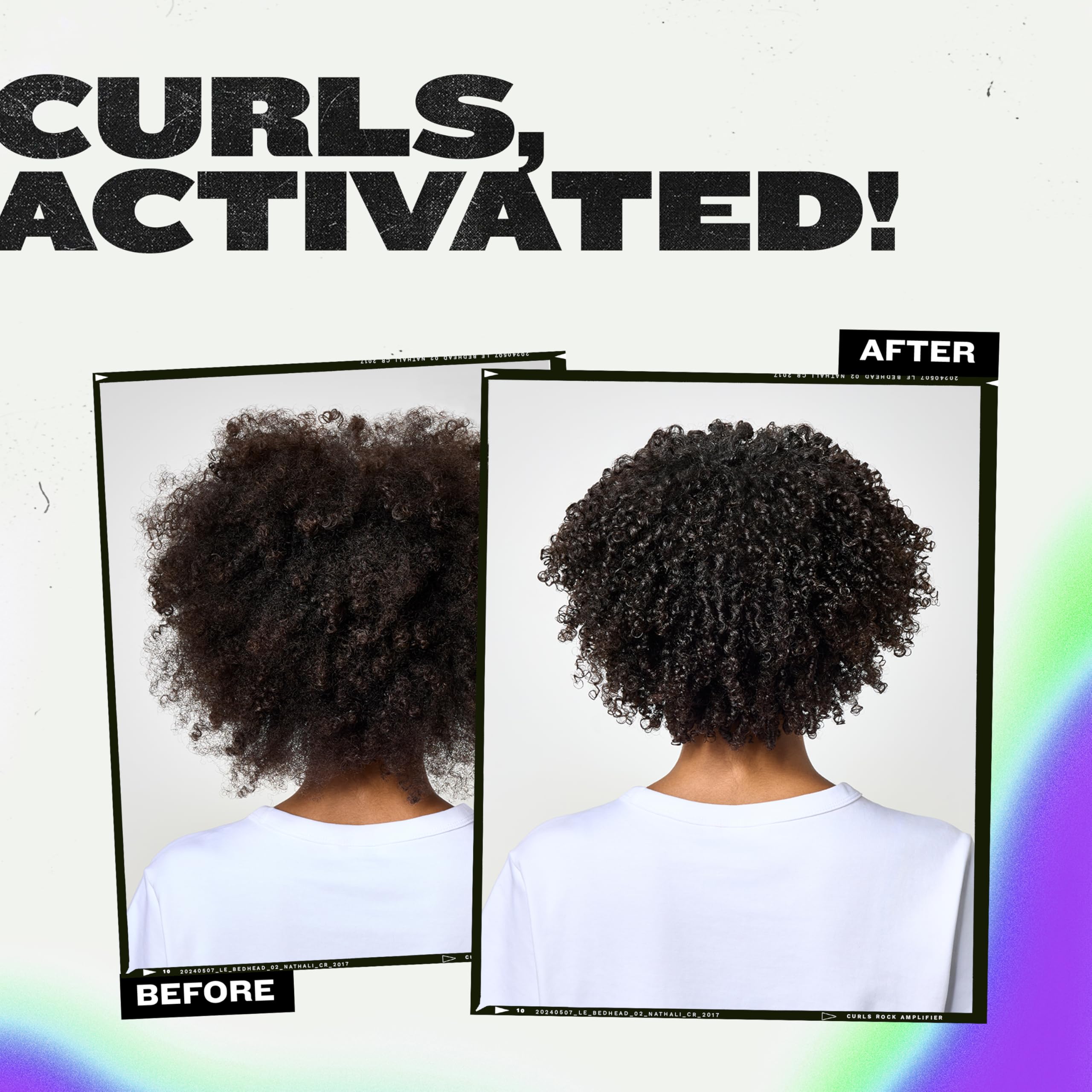 TIGI Bed Head Curls Rock Amplifier damp-hair scrunch demonstrates lasting bounce