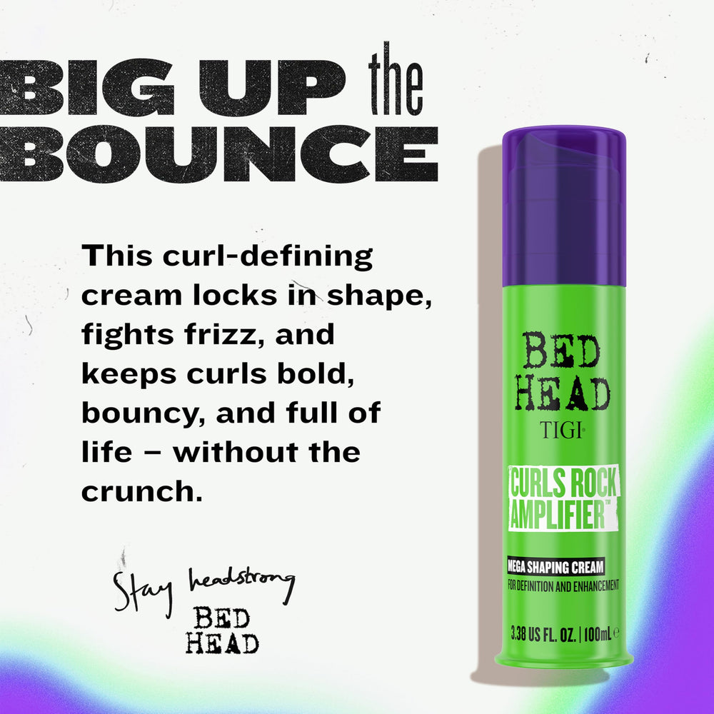 TIGI Bed Head Curls Rock Amplifier hands applying cream for frizz-free curls