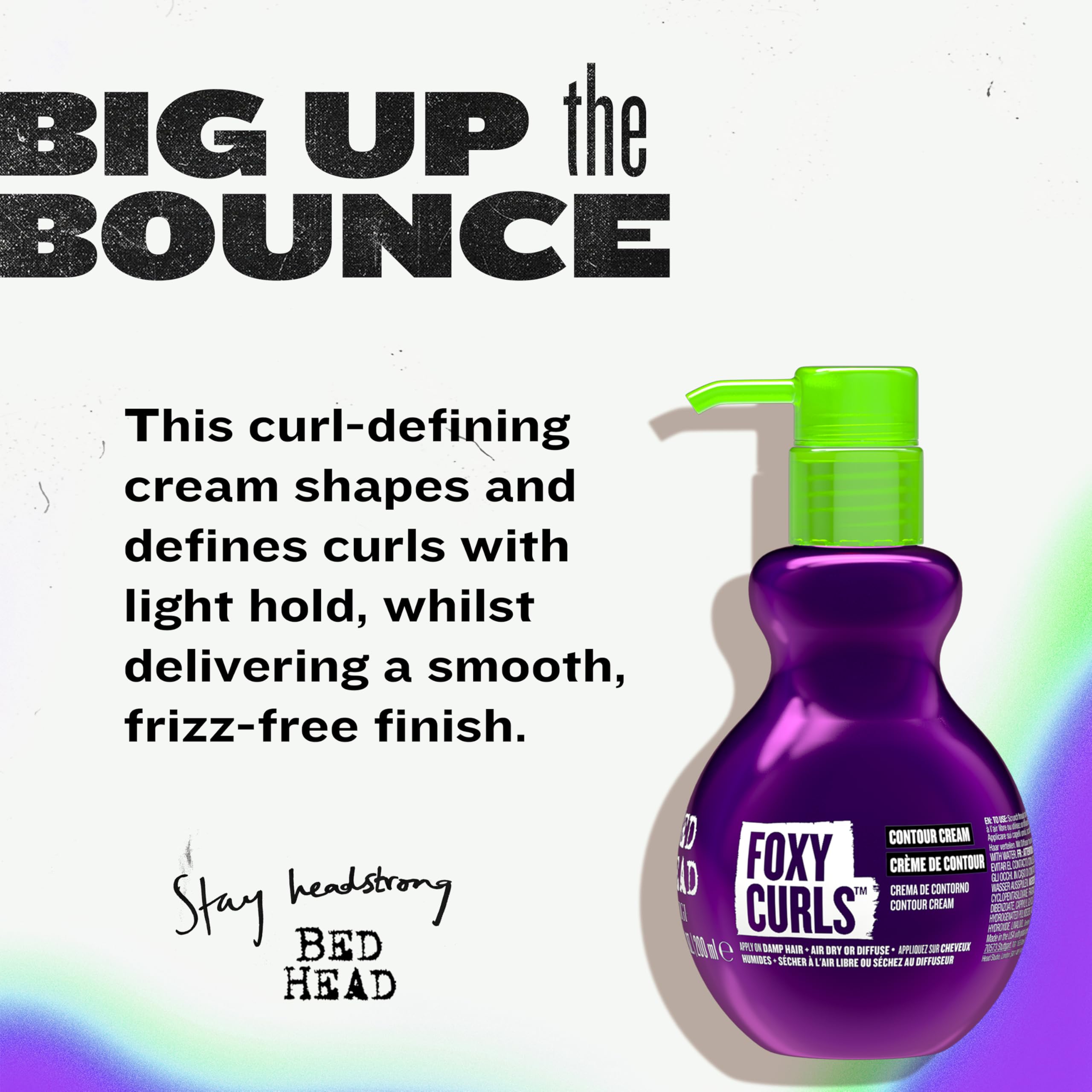 Bed Head Foxy Curls Contour Creme pump in action for frizz control.