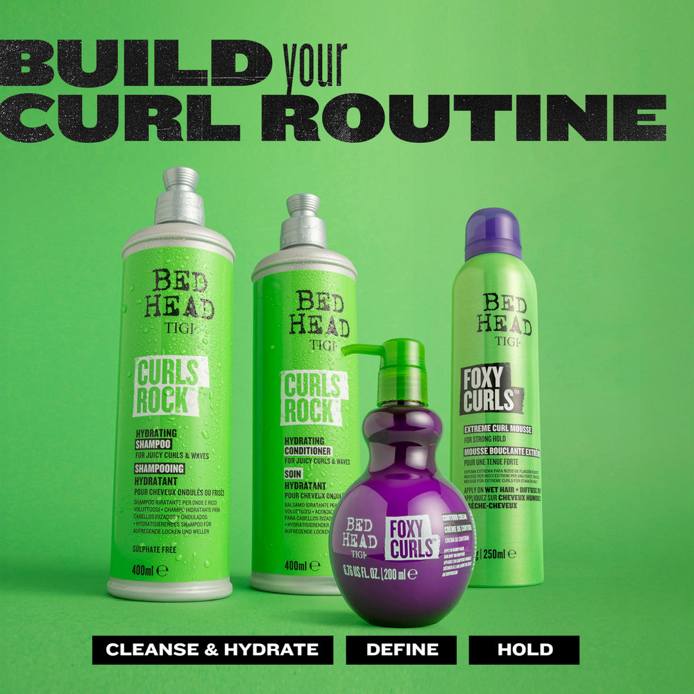 Bed Head Foxy Curls Contour Creme packaging and label suggest easy styling.