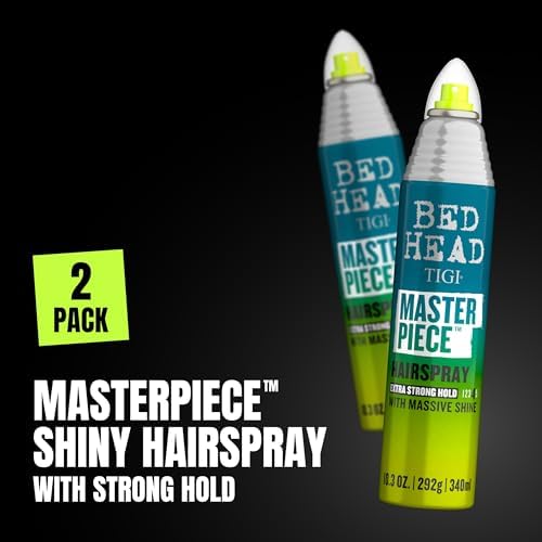 Bed Head Masterpiece finishing spray on hairstyle shows defined texture and smooth finish