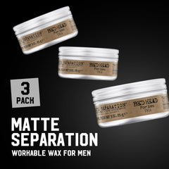 Bed Head Matte Separation Wax close-up on textured hair with hold.