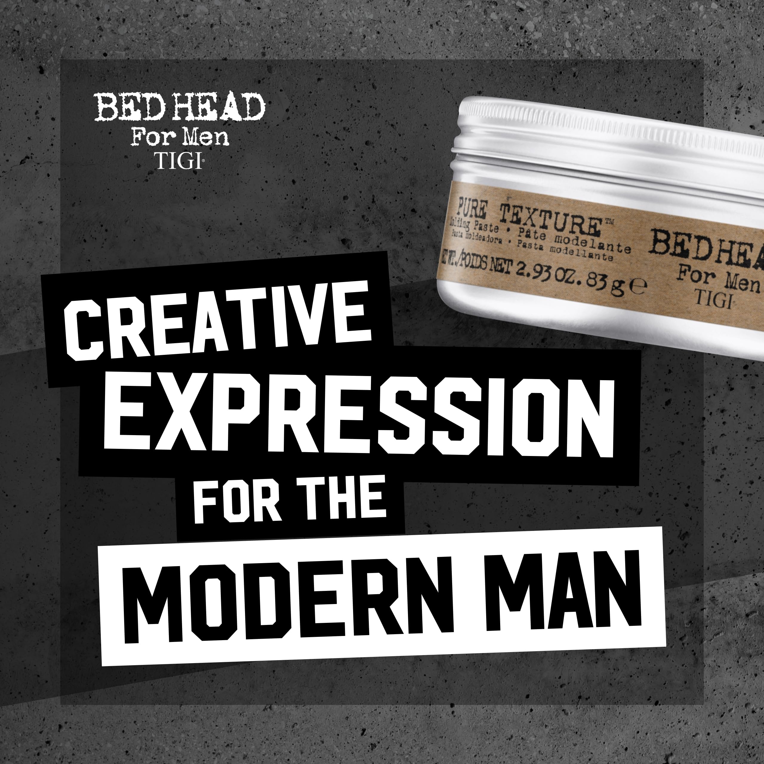 Bed Head Pure Texture Molding Paste on styled hair highlighting texture and separation.