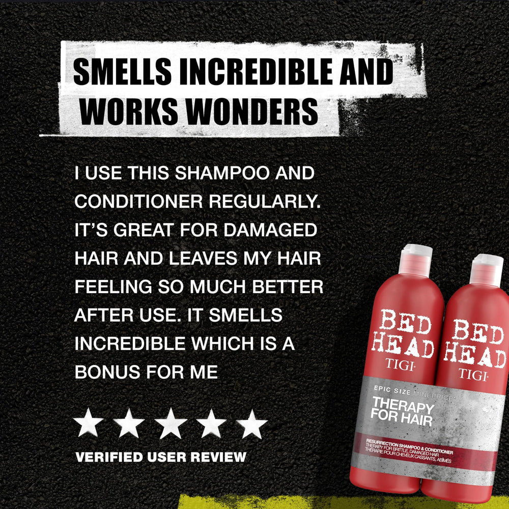 Bed Head Resurrection packaging highlights damage level 3 system for targeted care