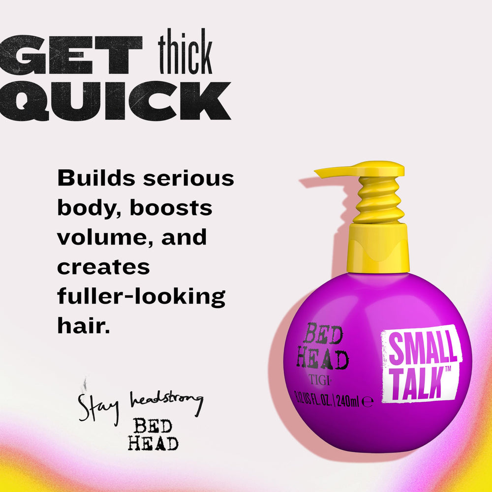 Bed Head Small Talk Mini cream texture spreads evenly for voluminous styles.