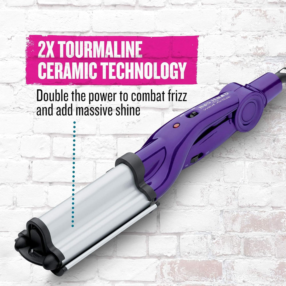 Bed Head Wave Artist Tourmaline Ceramic Technology highlighting shine and frizz control.