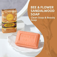 Bee & Flower sandalwood bar lather closeup, luxurious foam for clean, soft skin.