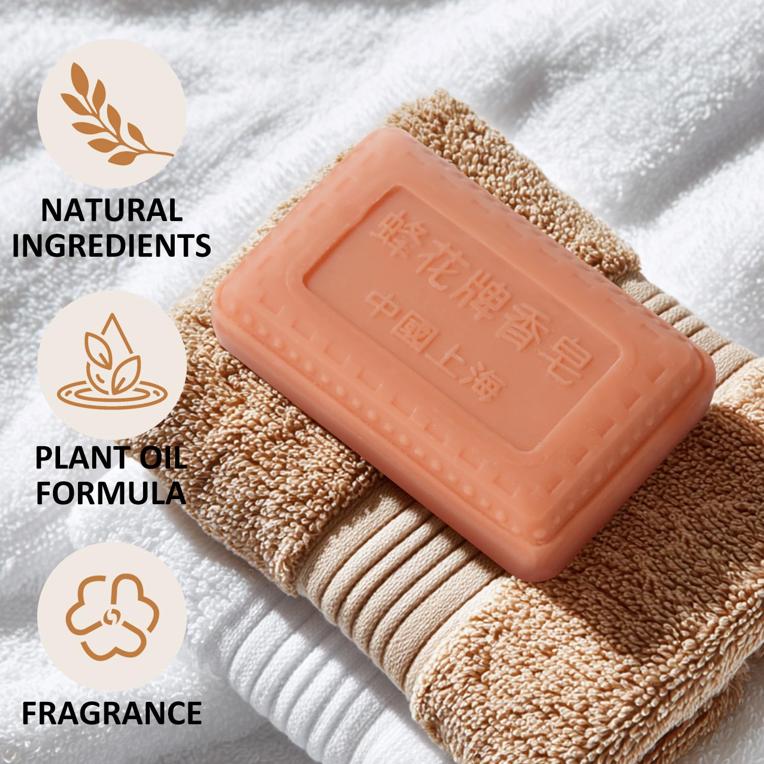 Bee & Flower sandalwood bar rinse scene, smooth cleansing without dryness.