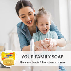 Bee & Flower Shanghai sulfur soap texture close-up reveals a deep-clean feel for oily skin.
