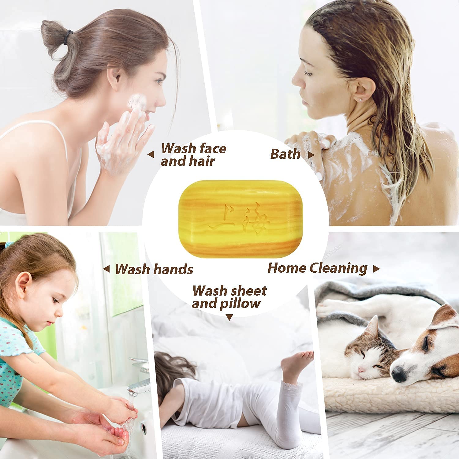 Bee & Flower Shanghai sulfur soap appearance and orange streaks convey premium cleansing.