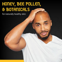 Bee Bald Heal jar closeup showcasing soothing balm texture and immediate calming effect.