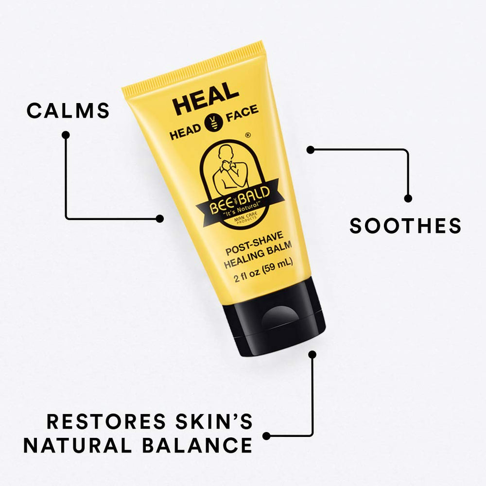 Bee Bald Heal post-shave routine image suggesting quick recovery and renewed skin comfort.
