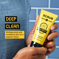 Bee Bald SCRUB applied on the face for deep-cleaned, refreshed skin
