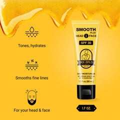 Bee Bald SMOOTH PLUS application on skin for head-to-face care with SPF.