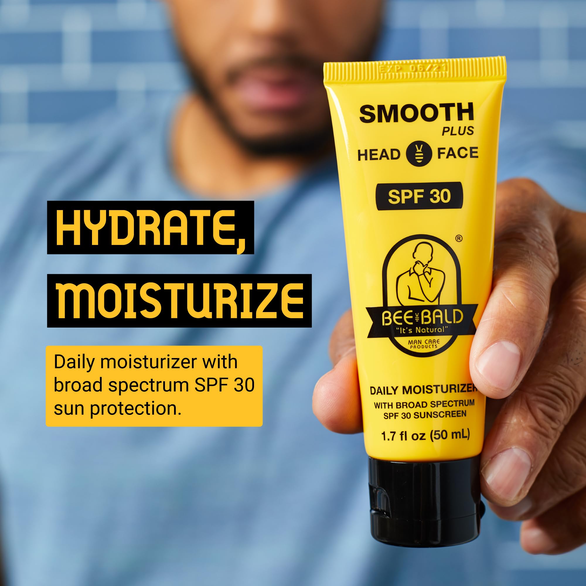 Bee Bald SMOOTH PLUS with honey and bee pollen ingredients for nourishing head skin.