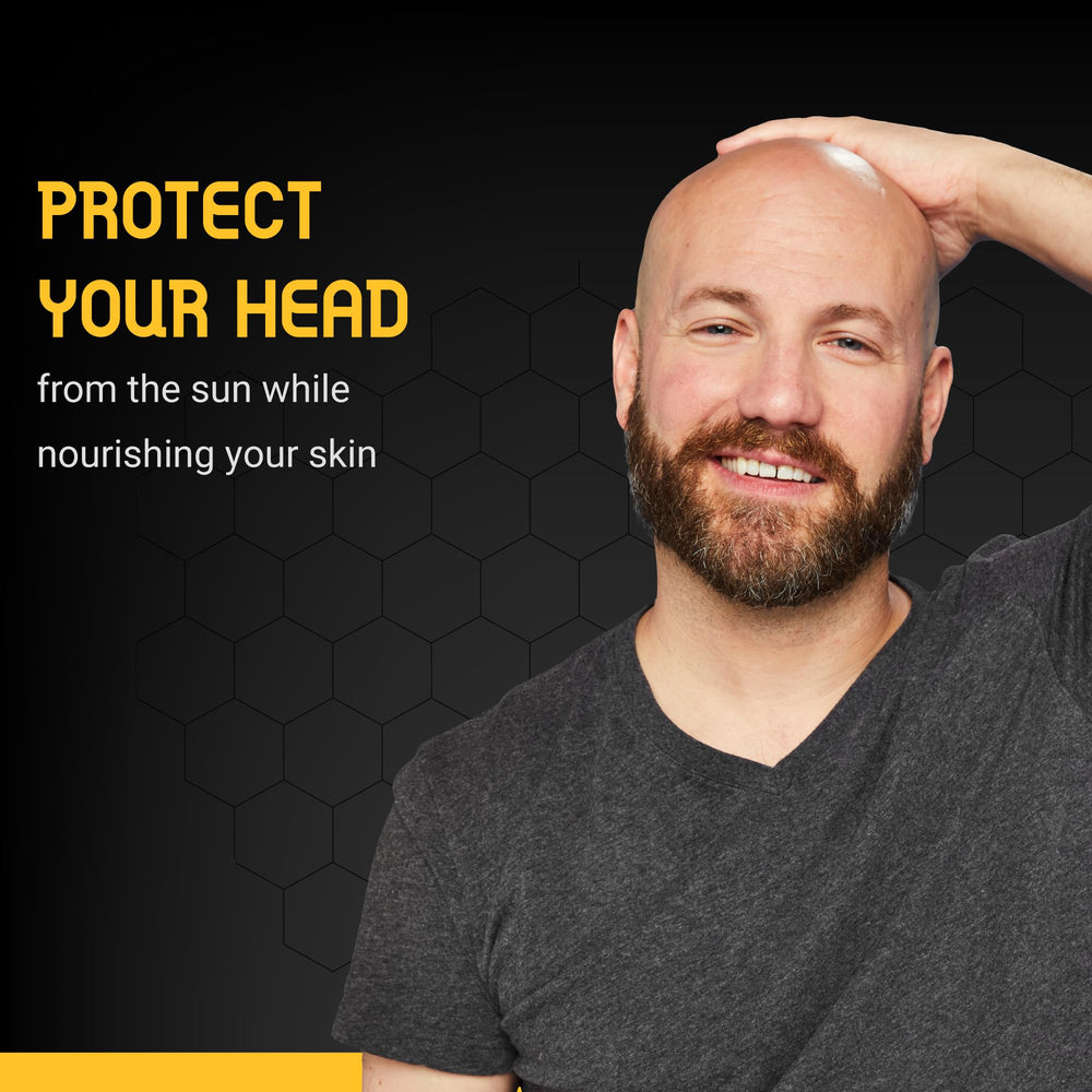 Bee Bald SMOOTH PLUS SPF 30 lotion close-up showing sunscreen protection and smooth skin.