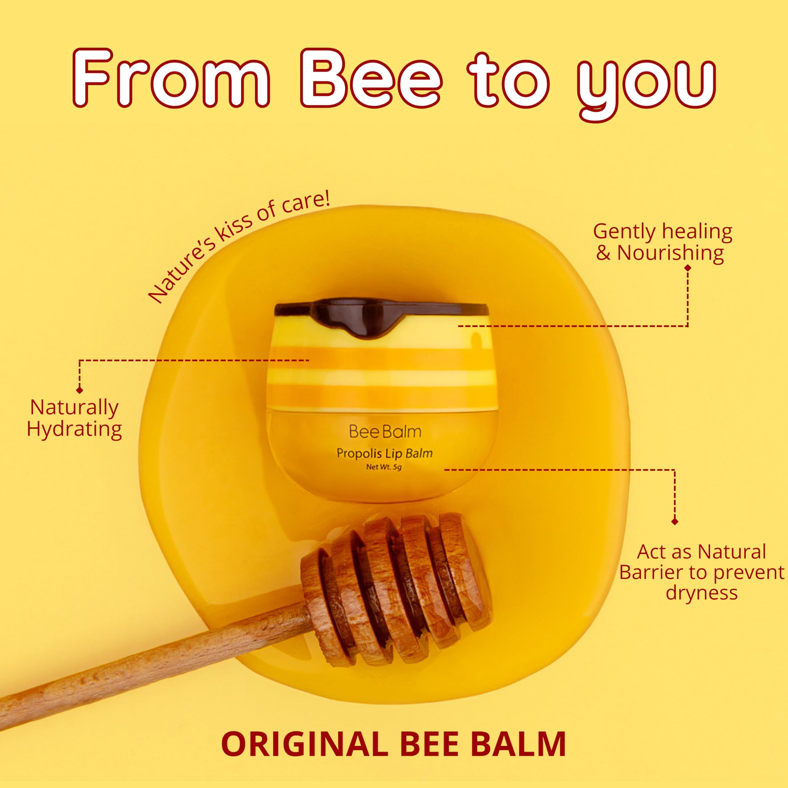 Texture swirl reveals creamy hydration in Bee Balm Lip Balm.
