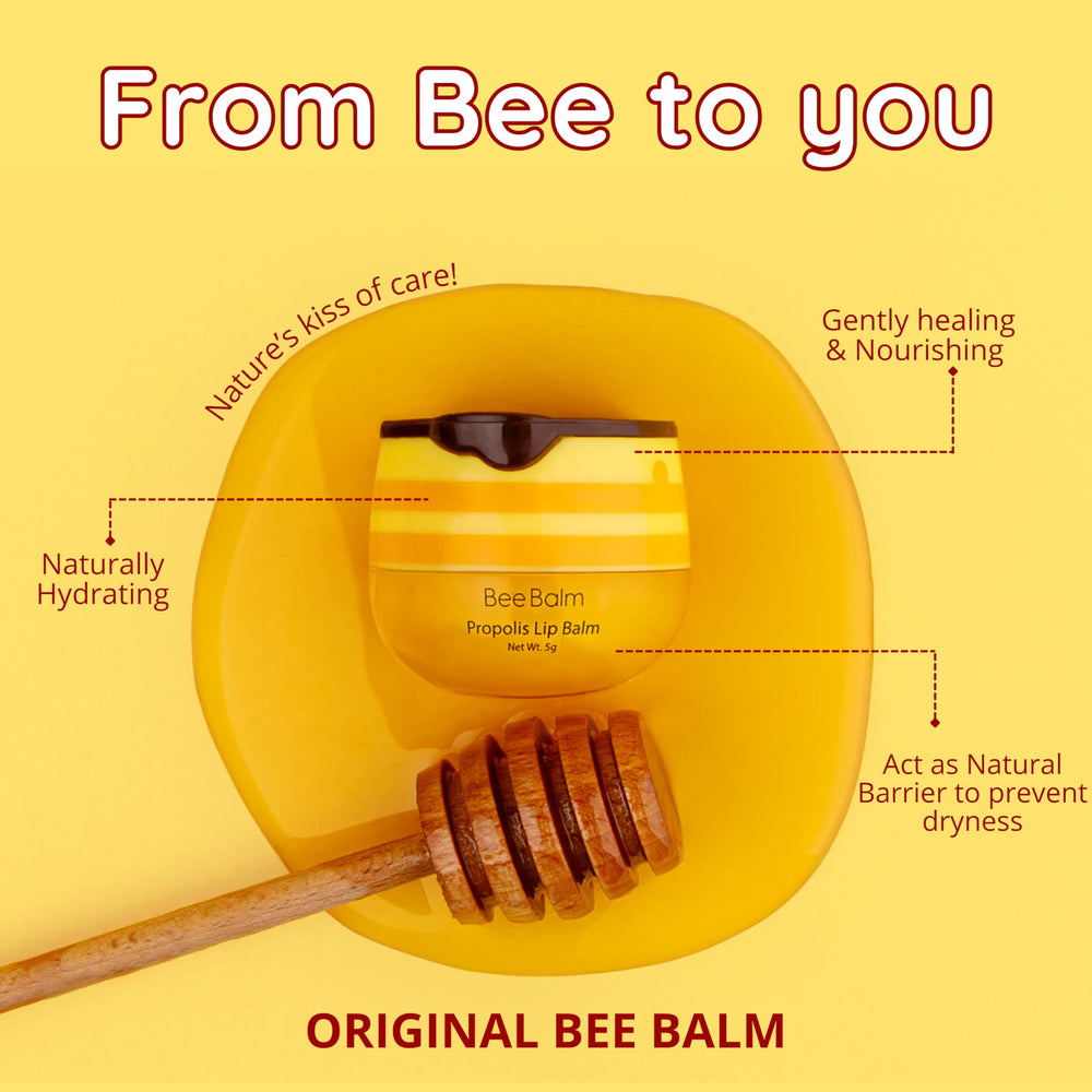 Texture swirl reveals creamy hydration in Bee Balm Lip Balm.