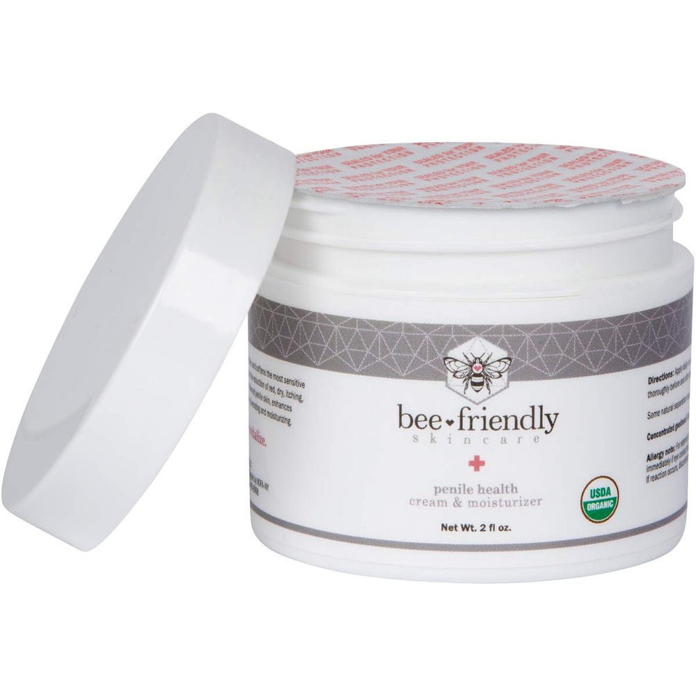 BeeFriendly Penile Health Cream cap shot signals premium fragrance-free care