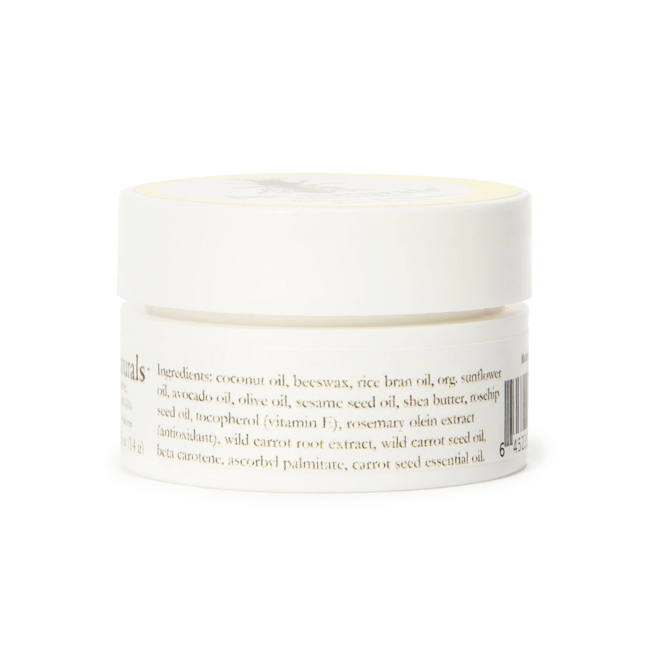 Ingredients label with natural oils and Vitamin E emphasized for skin-supportive care.