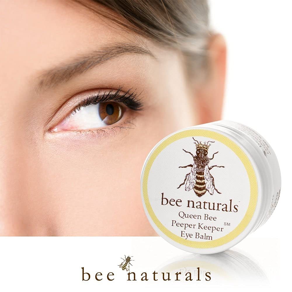Bee Naturals Queen Eye Balm Duo pack side highlights fragrance-free design for sensitive skin.