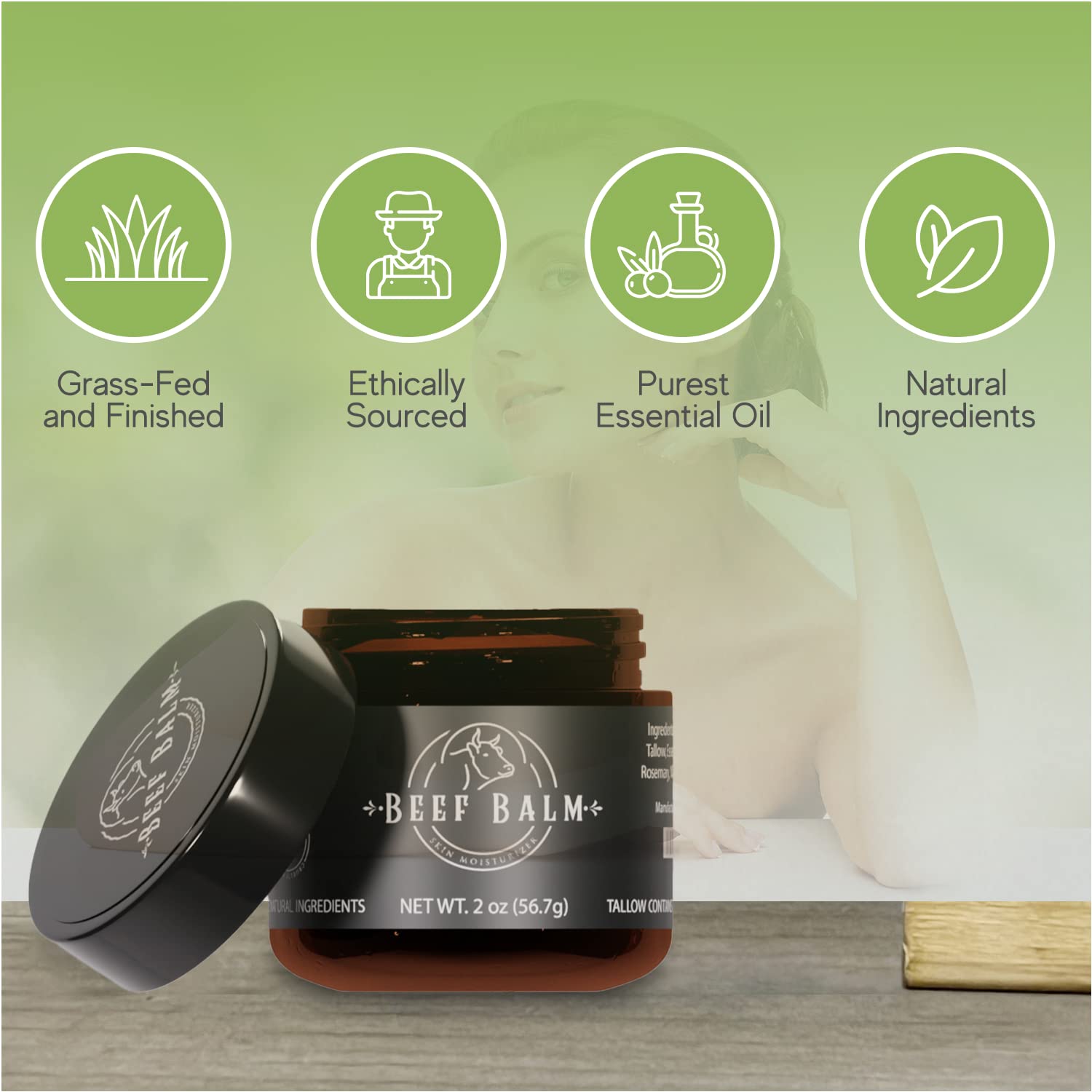 Beef Balm moisturizer application on hand demonstrates easy spreadable texture