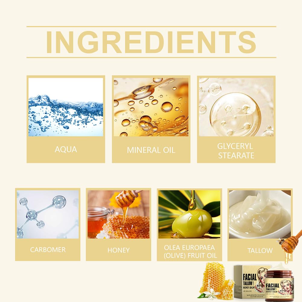 Beef tallow honey balm in a routine for multi‑area use.