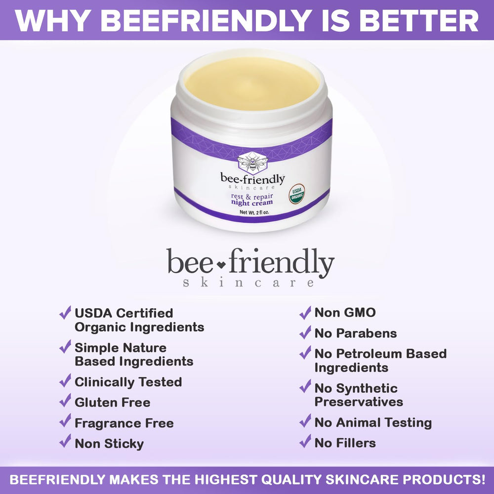 BeeFriendly Organic Night Cream after application shows overnight glow and refreshed skin.