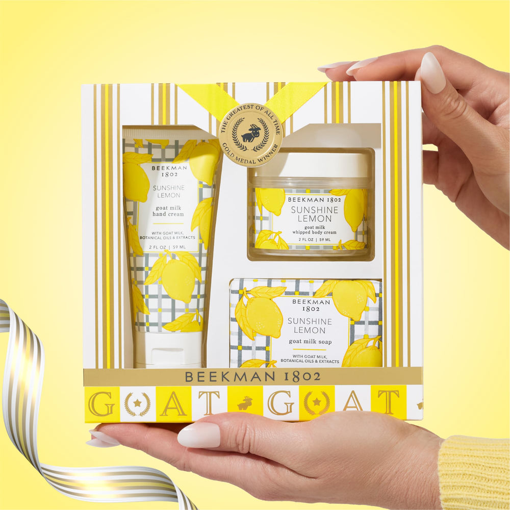 Beekman 1802 Best of the Zest lemon complete-bodycare collection anchors daily routines.
