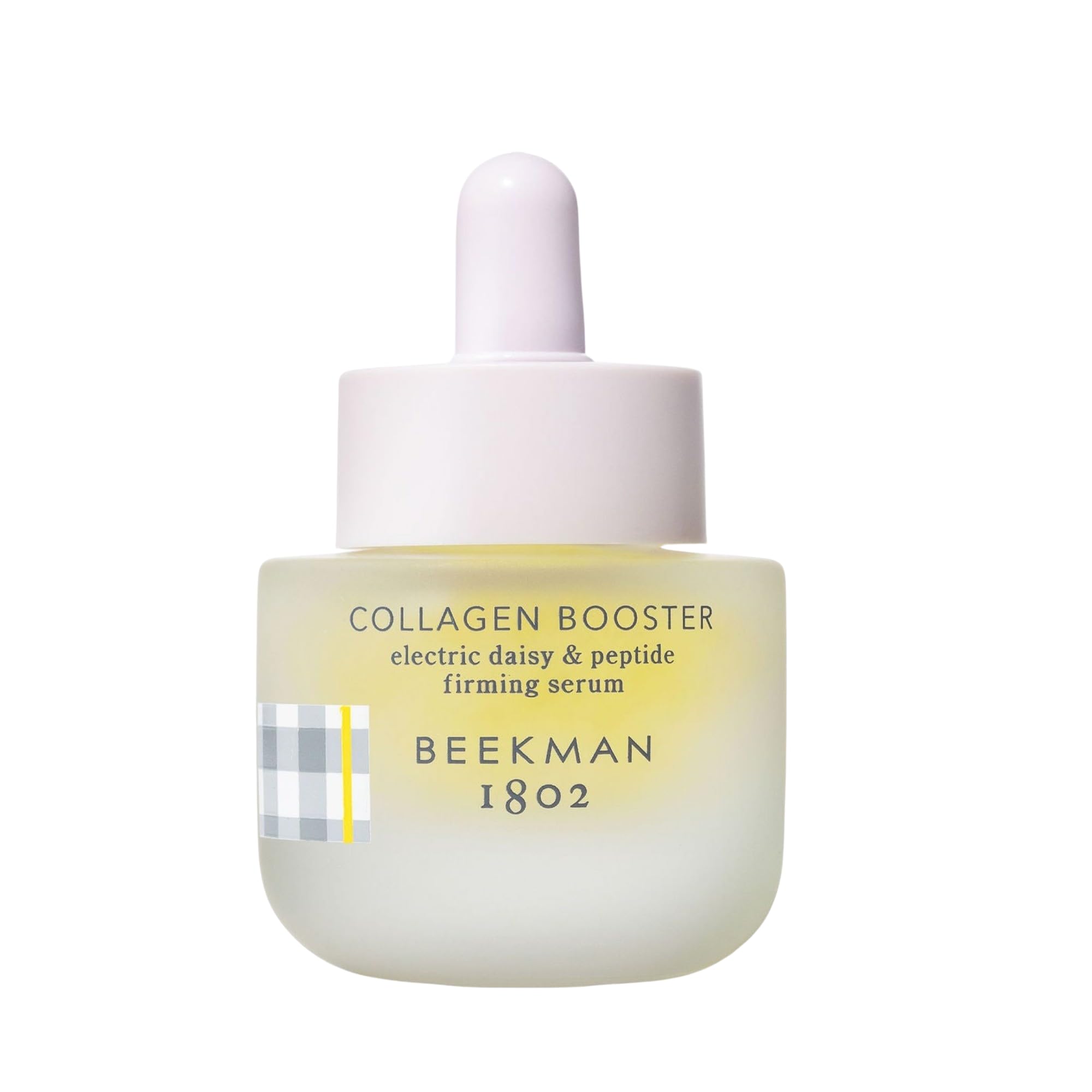 Beekman 1802 collagen booster serum bottle with fragrance-free formula for sensitive skin.