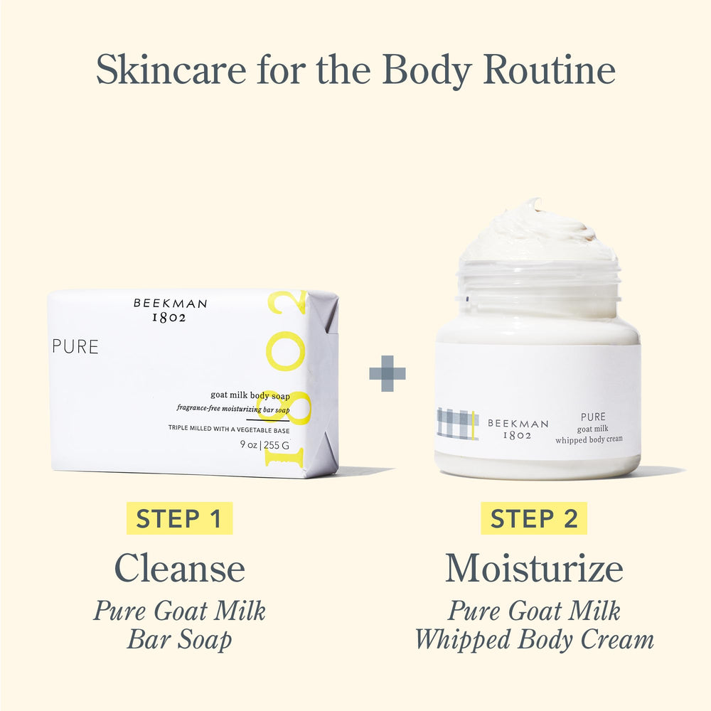 Beekman 1802 cruelty-free packaging closeup reinforces ethical skincare choice