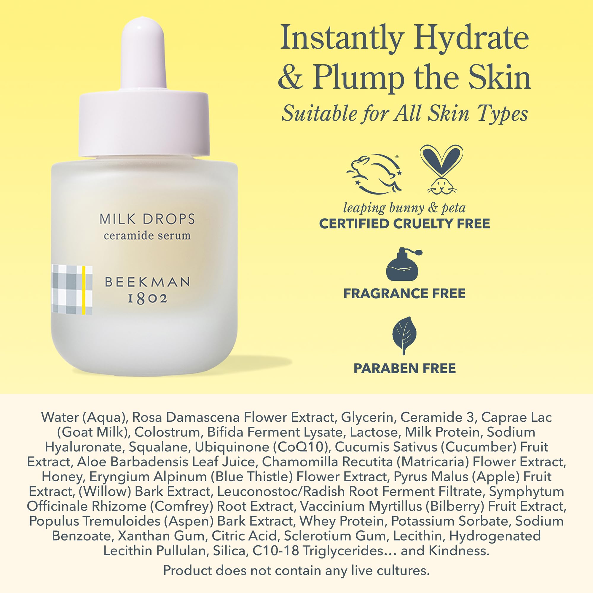 Beekman 1802 Cruelty-free packaging highlighting ethical skincare.