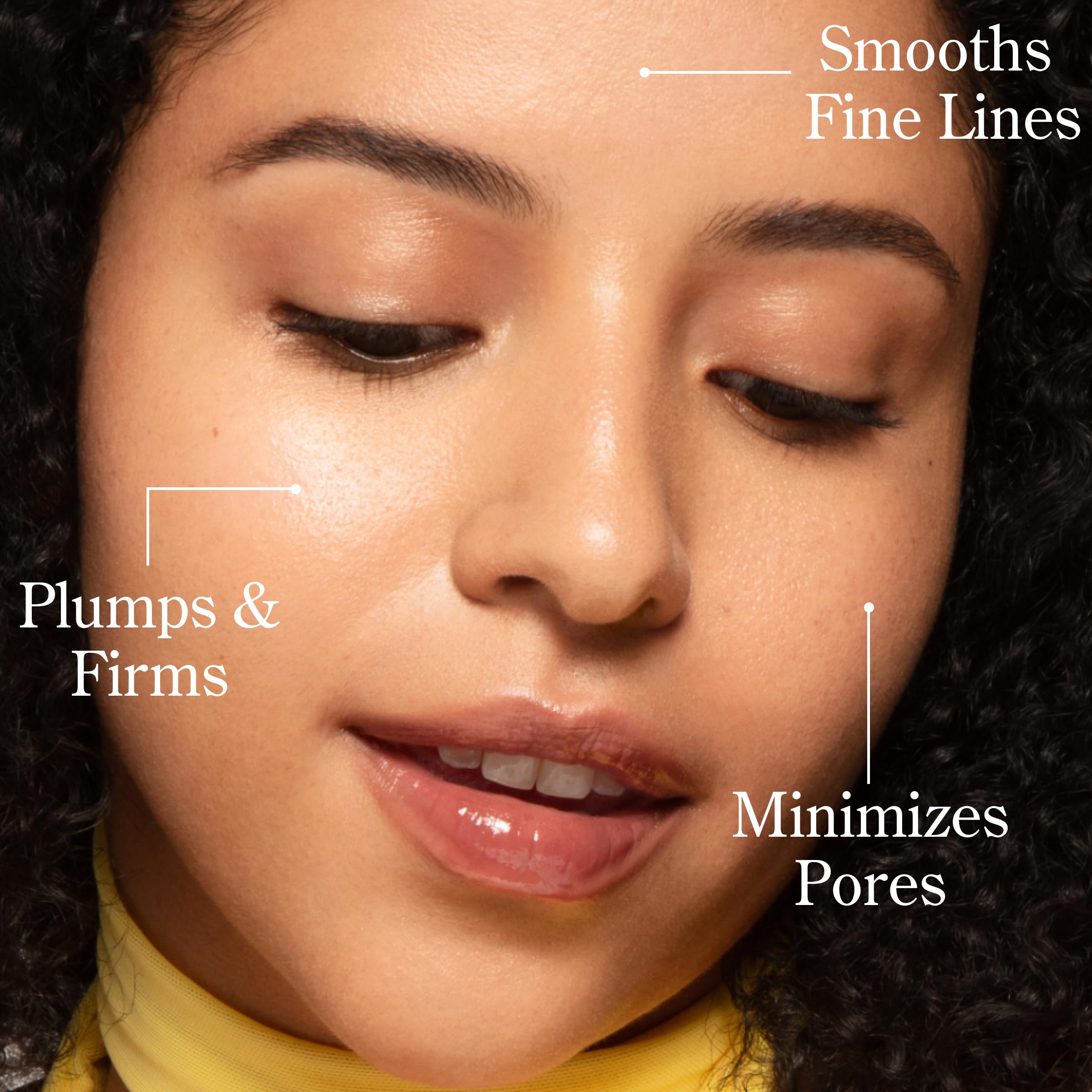 Beekman 1802 Dream Booster shown on skin illustrating smoother texture after use.