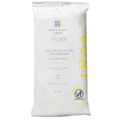 Beekman 1802 Face Wipes fragrance-free 30-count packaging for quick makeup removal