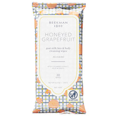 Beekman 1802 Honeyed Grapefruit face wipes pack for on-the-go cleansing