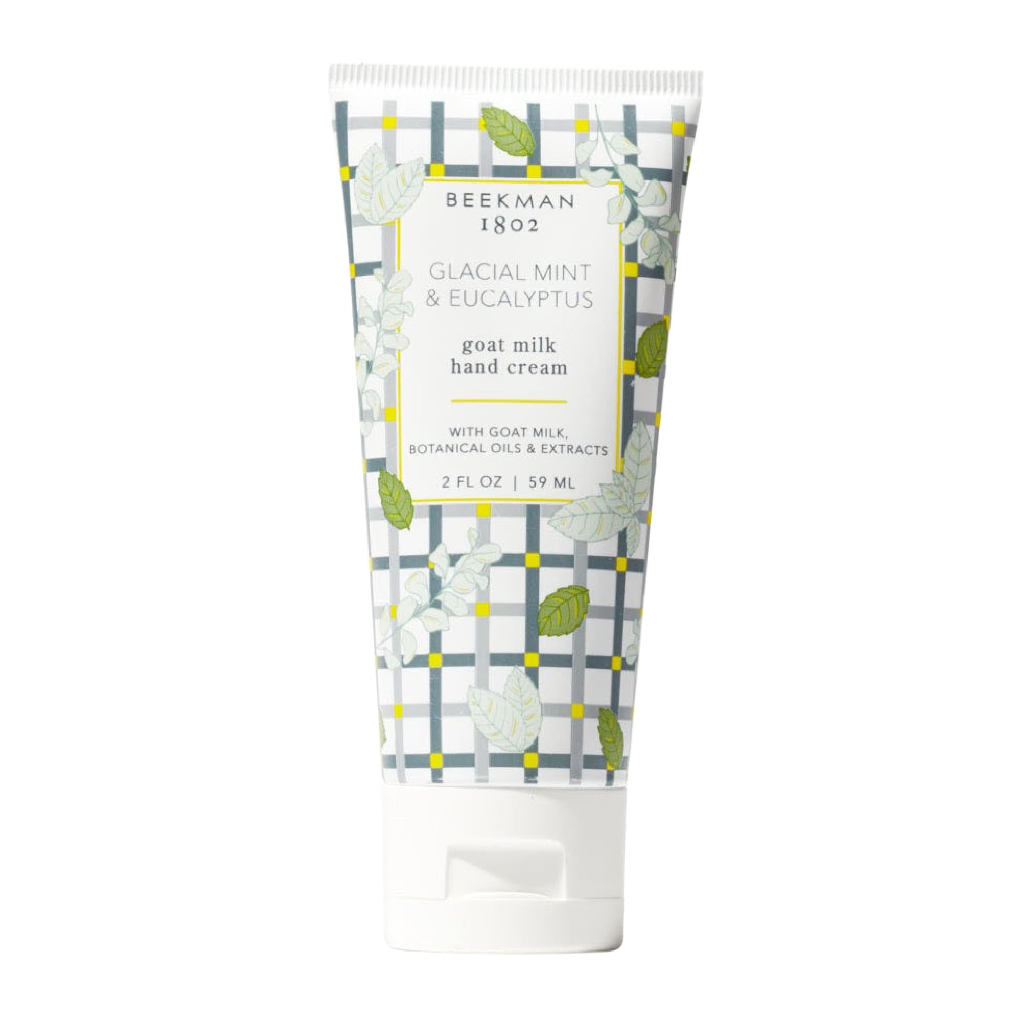 Beekman 1802 Glacial Mint Eucalyptus hand cream in 2oz jar for instant hydration.