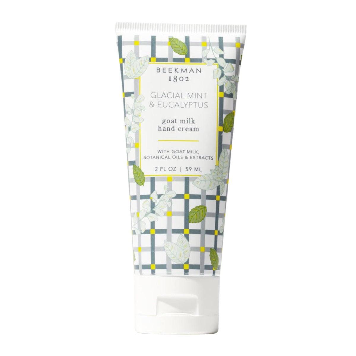 Beekman 1802 Glacial Mint Eucalyptus hand cream in 2oz jar for instant hydration.