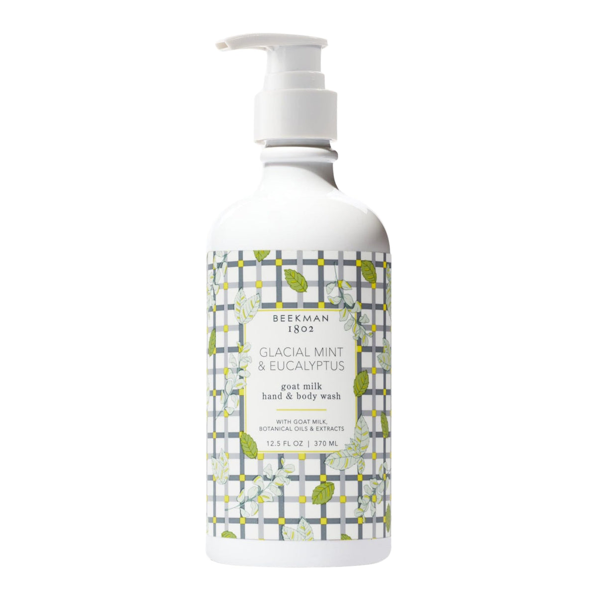 Beekman 1802 Goat Milk Hand Wash front bottle—refreshing cleanse with mint and eucalyptus.