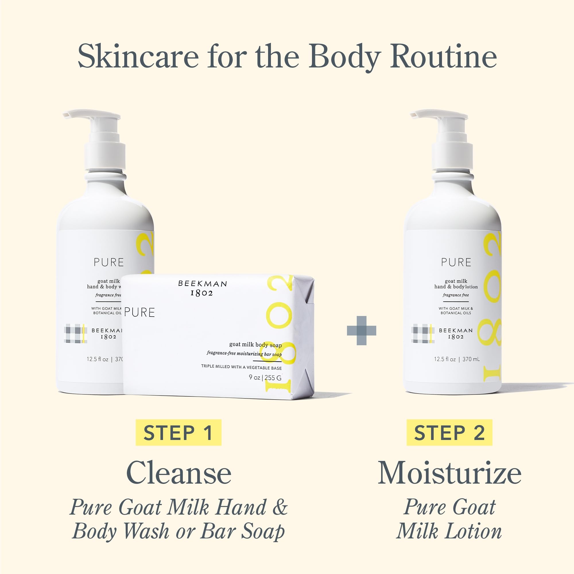 Beekman 1802 Goat Milk Hand Wash packaging on shelf signals toxin-free skincare