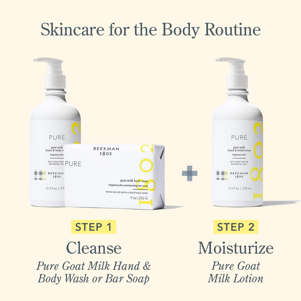 Beekman 1802 Goat Milk Hand Wash packaging on shelf signals toxin-free skincare