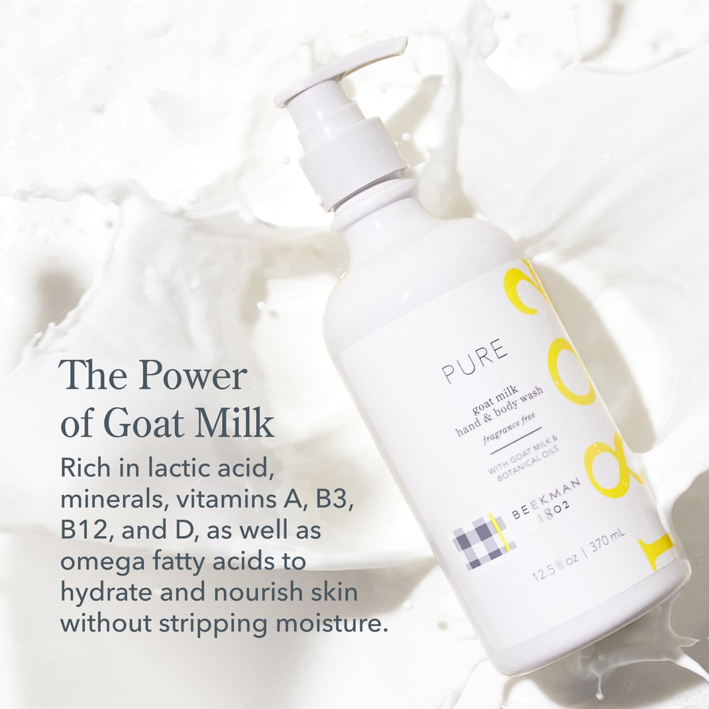 Beekman 1802 Goat Milk Hand Wash pump-action in use for easy daily cleansing