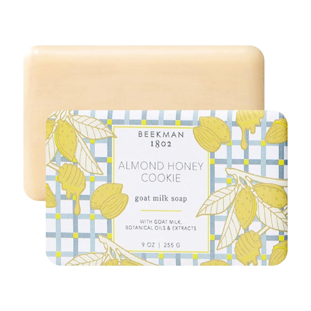 Beekman 1802 Goat Milk Soap Almond Honey Cookie bar nourishes sensitive skin during use.