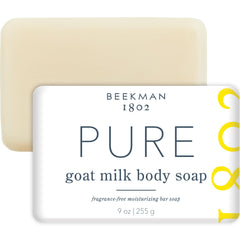 Beekman 1802 Goat Milk Soap Bar nectarine-lather demonstrates gentle cleansing with a refreshing scent.